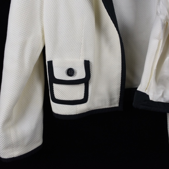 FÉRAUD White Jacket Black Trim Sz 10 (French 40) - Picture 3 of 5